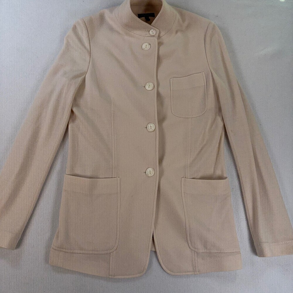 Rag & Bone Blazer Jacket Collarless Button Front Beige Women's Size 4 - Picture 2 of 10